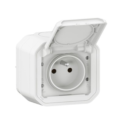 [B1261104] Prise de courant 2P+T étanche 16A 250V IP55 IK08 complet saillie blanc